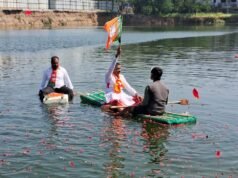 Warangal Bus Stand Site Turns into Pool; BJP Leaders Sail in Protest