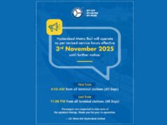 Hyderabad Metro to end services earlier from November 3; last train at 11 pm